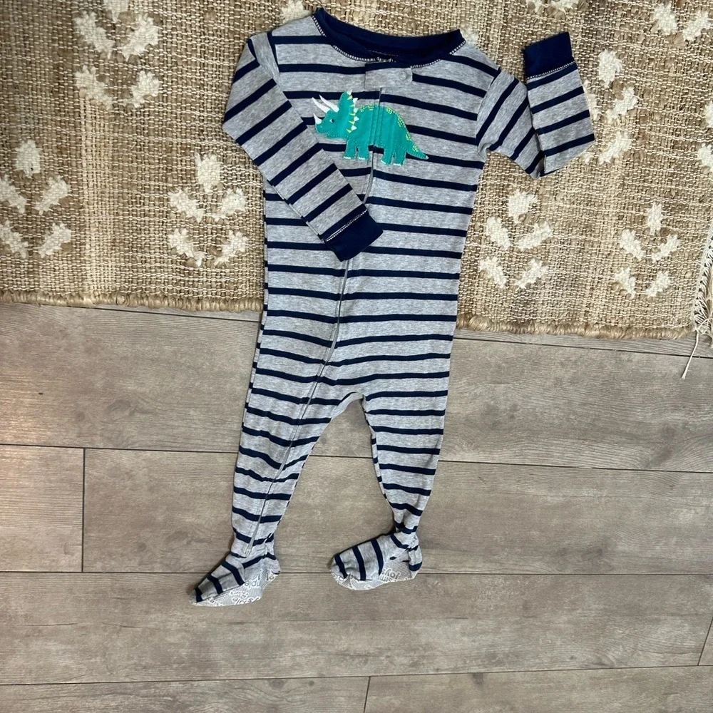 Carter’s Toddler Baby Boy Dinosaur Striped Zip Pjs Sleep Play Footies